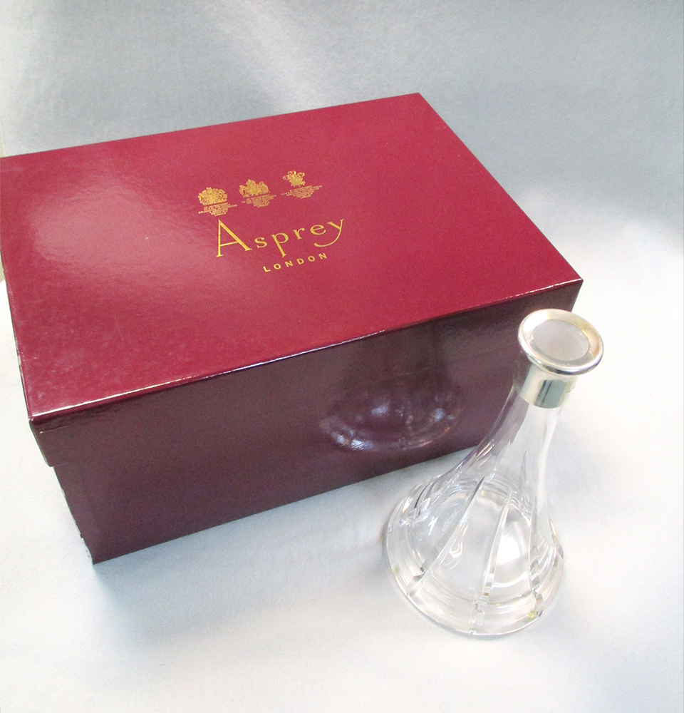 A 20th century silver topped glass decanter, sponsor's mark Asprey, London import marks 1997, of - Image 2 of 3