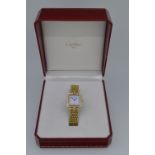 Cartier - An 18ct gold diamond set lady's wristwatch, circa 1980, the signed white square 15mm