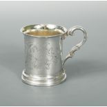 A Victorian silver christening tankard, by Charles Riley & George Storer, London 1848, of