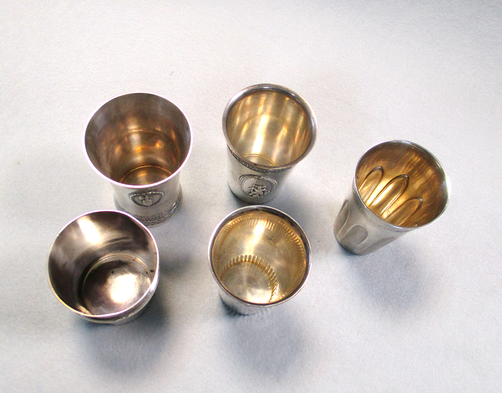 A collection of five Swiss metalwares tumblers, of conical form with applied wording relating to - Image 7 of 11