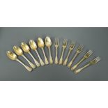 A small collection of 18th century French metalwares flatware, marks indistinct, possibly Paris