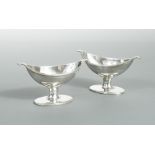 A pair of George III silver salts, possibly by William Abdy II, London 1790, navette shaped with