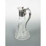 A 20th century silver mounted cut glass claret jug, by Barker Ellis Silver Co, Birmingham 1989, of