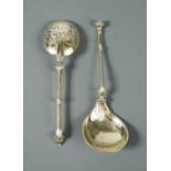 A Dutch metalwares gilded brandy bowl spoon, maker's mark not traced, with Dutch tax mark, the fig