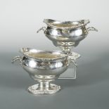 A pair of George III silver sauce tureens, possibly by John Swift, London 1768, of boat shaped,