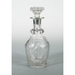 A George V cut glass decanter with silver collar, by Mark Willis & Son, Sheffield 1911, of mallet