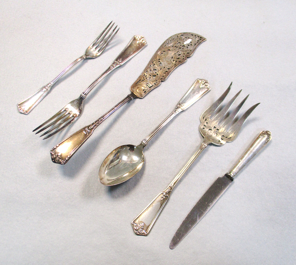 An 80 piece set of late 19th / early 20th century French metalwares cutlery and flatware with