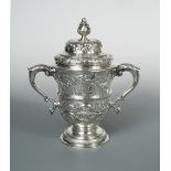 A George II silver two handled trophy cup and cover, by Thomas Whipham, London 1751, of slightly