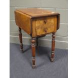 An early Victorian burr walnut veneered drop leaf work table