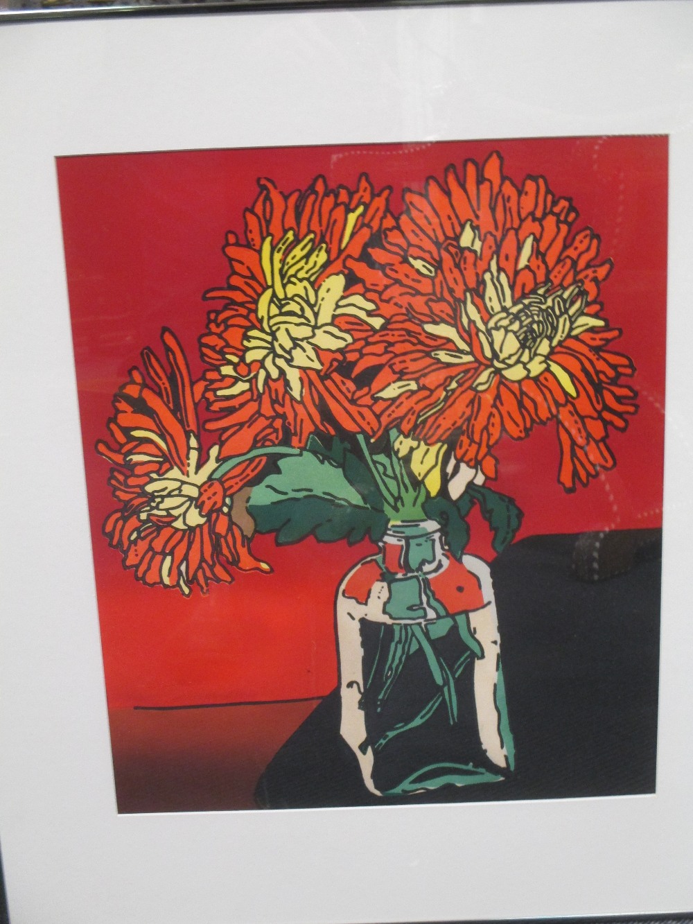 Trevor Allen (British, 1939-2008) 'Chrysanths by a Red Wall', signed and numbered 12/30, silkscreen, - Image 5 of 6