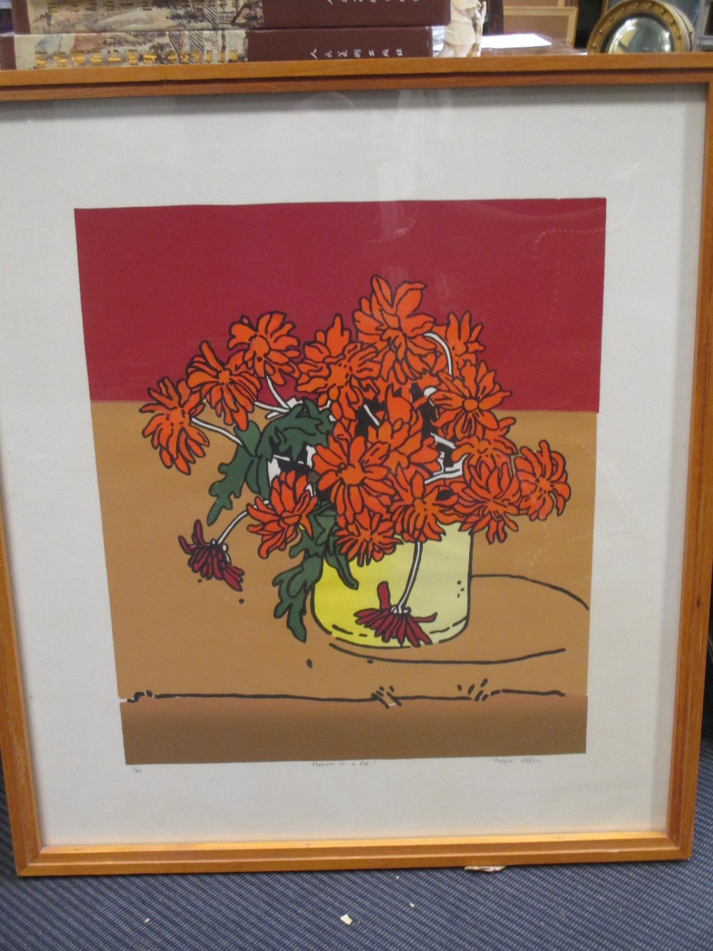 Trevor Allen (British, 1939-2008) 'Chrysanths by a Red Wall', signed and numbered 12/30, silkscreen, - Image 3 of 6
