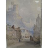 French School (19th century) A pair - 'Fortified Town', indistinctly signed, watercolours, 40 x 28cm