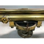 A lacquered brass surveying level by Troughton & Simms, London, late 19th century, 14inch main tube,