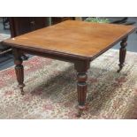 A Victorian mahogany extending dining table, on gadroon moulded legs, 72 x 116 x 143cm, A mahogany