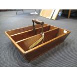 A 19th century three division mahogany cutlery tray with central turned carrying handle 31 x 38 cm