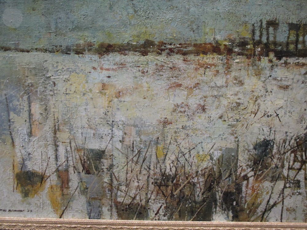 Thomas Swimmer (British, b.1932) 'Winter Fields', signed and dated '1959', oil on canvas, 38 x 61cm