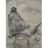 Eleanor Erlund Hudson (British, 1912-2011) 'Sitting Near the Fire', signed, watercolour, 28 x 23cm