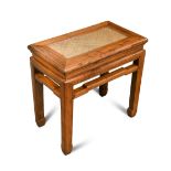 A Chinese yew wood stool, with woven cane seat panel 50 x 53 x 31cm (20 x 21 x 12in)