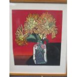 Trevor Allen (British, 1939-2008) 'Chrysanths by a Red Wall', signed and numbered 12/30, silkscreen,