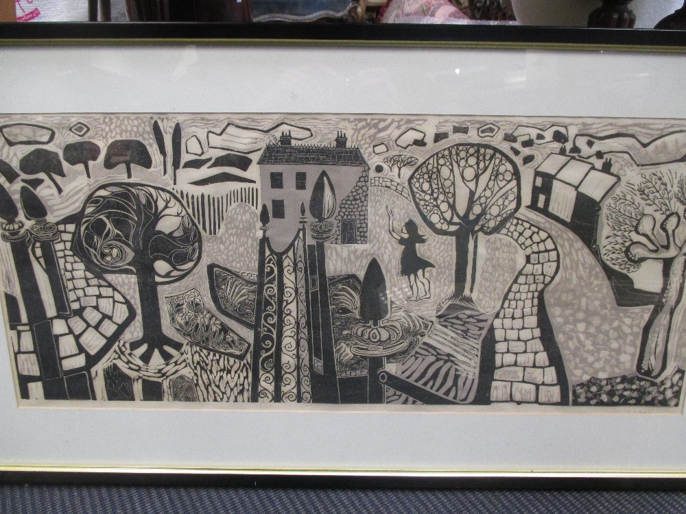 Jennifer Black (Modern British School) 'Spring Park', signed, lino-cut, 32 x 74cm - Image 2 of 5