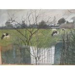 Jane Taylor (Modern British School) 'The White Gate, 1977', watercolour, 24 x 29cm, purchased from