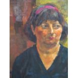 Christine Taylor (Modern British School) 'portrait of a lady', oil on canvas, 64 x 49cm