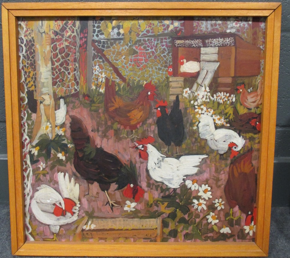 M. Britton (Modern British School) 'Cocks', oil on board, 47 x 50cm