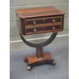 A Regency rosewood pedestal sewing table
