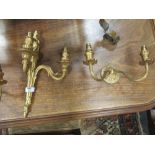 Two pairs of gilt metal twin branch wall lights