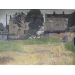 Gwen Webb (British, 1909-1990) 'Houses at Thornton', oil on canvas, 24 x 39cm