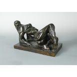 § Oswald Herzog, (German, 1881-1939), reclining female nude, bronze, signed in the bronze, Noack,