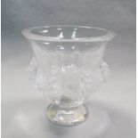 A modern Lalique Lovebirds pattern vase, the flared rim above a continuous frieze of birds and