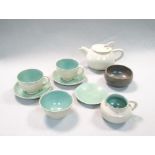 An Upchurch Pottery (1909-1963) Claverdon tea-for-two, the two-tone wares comprising teapot and