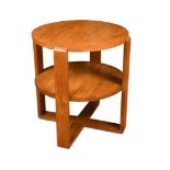 An Art Deco period pale-oak occasional table, the circular top with matching undertier on four