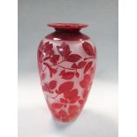 Amanda Louden, (Australian, 20th/21st century), a handblown and sandblasted glass vase, decorated
