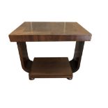 A Brazilian Art Deco mahogany and sycamore occasional/coffee table, the rectangular top cross-banded