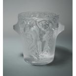 Ganeymede, a modern Lalique wine cooler or ice bucket, moulded with two pairs of female nudes