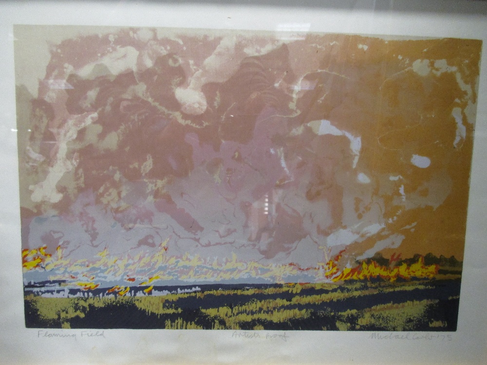 Michael Carlo (British, b.1945) 'Flaming Field', silkscreen, 34 x 46cm; Ailsa Kennedy 'Beaumont - Image 4 of 6