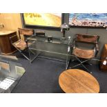 A suite of 1960s-1970s chrome and perspex furniture, with glass tops, to include an octagonal dining