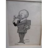 Fred May (British, 20th century) 'Caricature of a gentleman', ink on paper, signed, 24 x 19cm