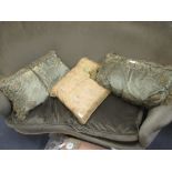 A quantity of velvet and other material cushions (qty)