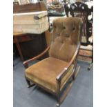 A Regency mahogany arm chair with rope twist back together with a rocking chair (2)