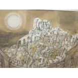 Peter Nuttal (20th century) Fictional townscape, watercolour, signed