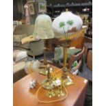 Two brass table lamps and one other lamp (3)