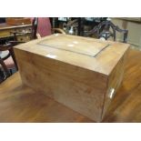 A figured hardwood work box with fitted tray interior