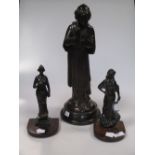 A bronze figure of a young sacristan holding a censer, signed A. Lalouette, 39cm high; and a pair of