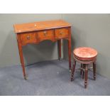 A Victorian circular music stool and a mahogany lowboy (2)