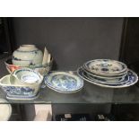 A 19th century Imari bowl together with a quantity of Chinese blue & white plates etc.