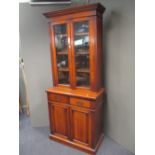 A late Victorian walnut glazed top bookcase, 218 x 90 x 46cm