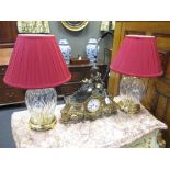 A pair of cut glass vase lamps